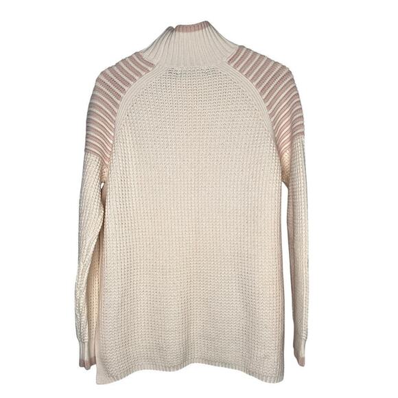 525 America Cream and Light Pink Wool Cotton Waffle Knit Sweater Size M - Picture 7 of 9